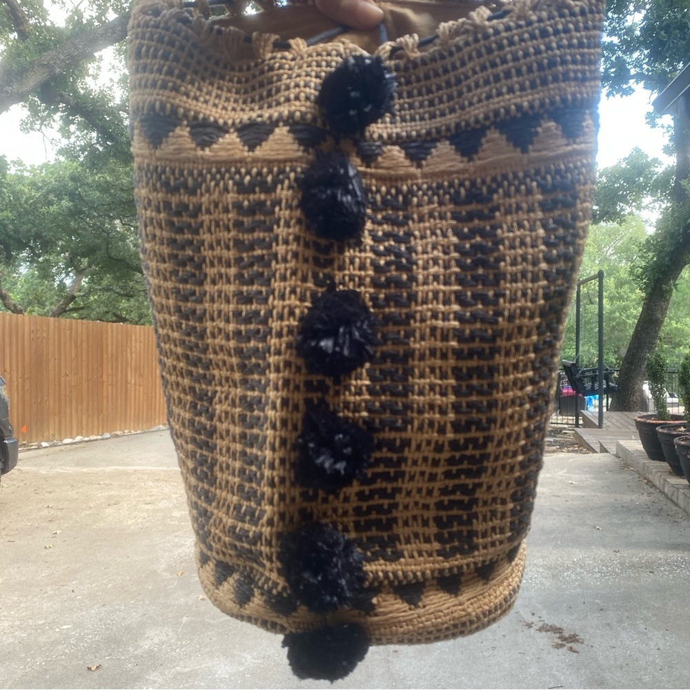 Zara Tan and Black Woven Tote
